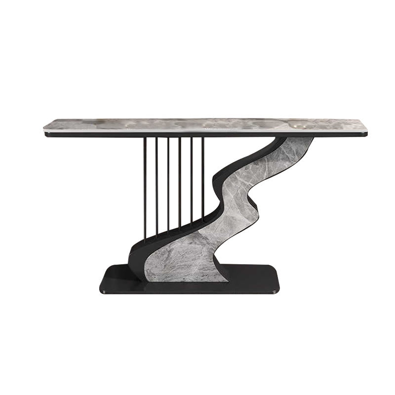 Harp Shaped Narrow Stone Tabletop Console Table