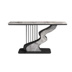 Harp Shaped Narrow Stone Tabletop Console Table - image 1