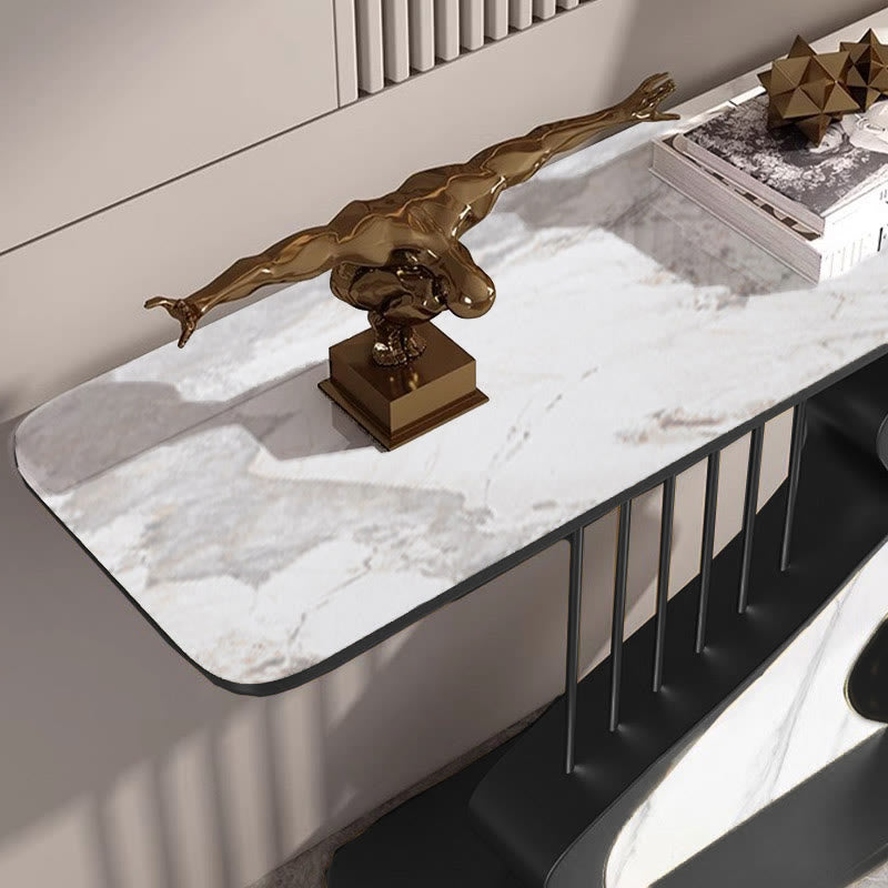 Harp Shaped Narrow Stone Tabletop Console Table - image 6