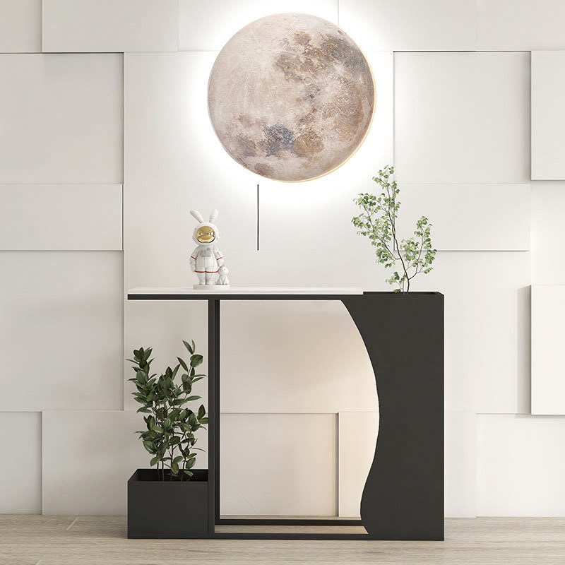 Narrow Marble Console Table With Flower Stand - Black B - image 3