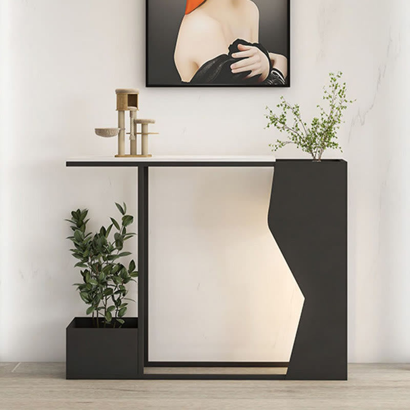 Narrow Marble Console Table With Flower Stand