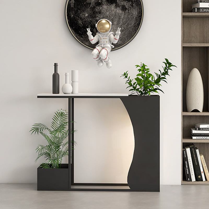 Narrow Marble Console Table With Flower Stand