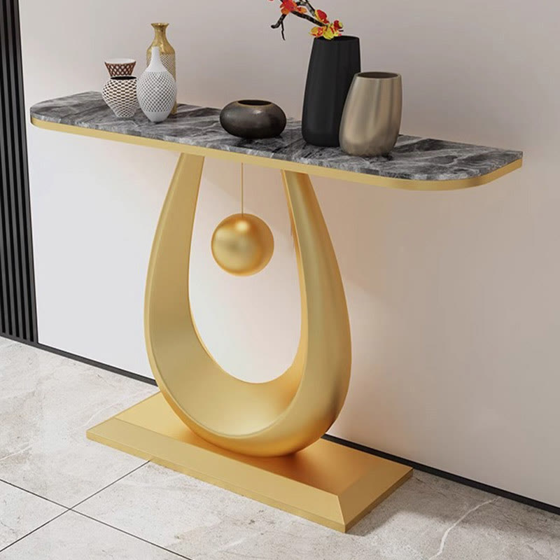 Hallway Slate Tabletop Console Table - Gold+Gray - image 4