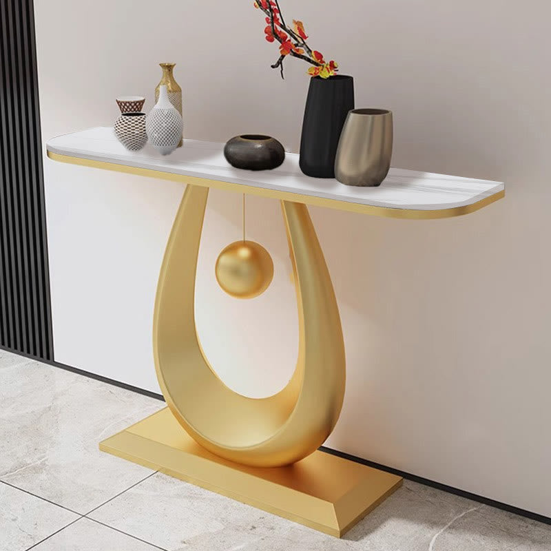 Hallway Slate Tabletop Console Table - Gold+Snow white - image 6