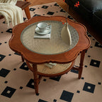 Vintage Solid Wood Glass Tabletop Coffee Table - Walnut - image 0