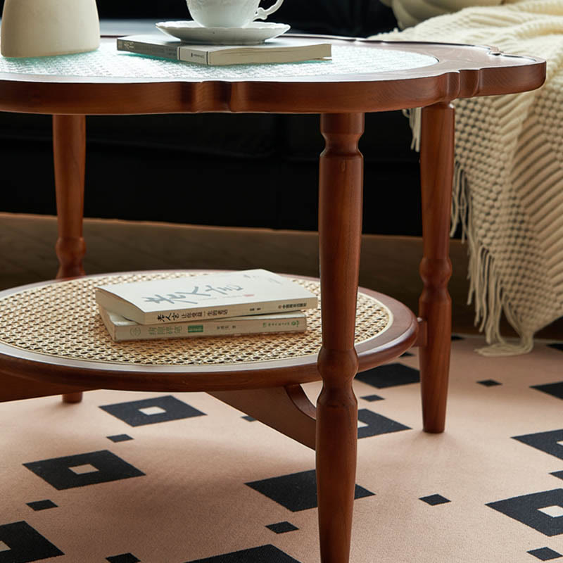 Vintage Solid Wood Glass Tabletop Coffee Table