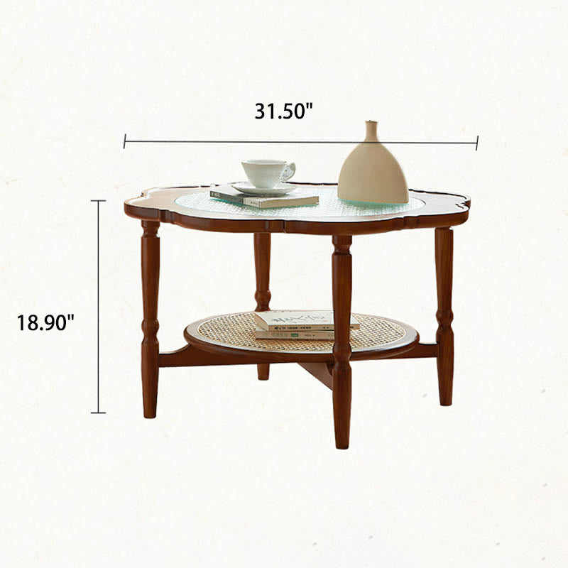Vintage Solid Wood Glass Tabletop Coffee Table - image 10