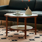 Vintage Solid Wood Glass Tabletop Coffee Table - image 2