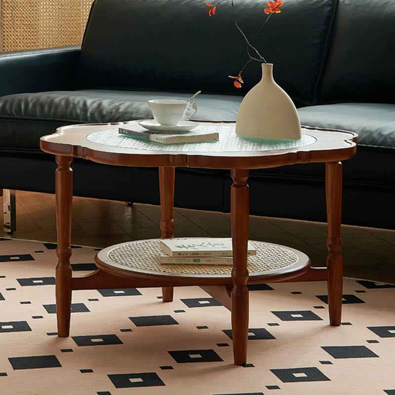 Vintage Solid Wood Glass Tabletop Coffee Table - image 2