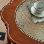 Vintage Solid Wood Glass Tabletop Coffee Table - image 5