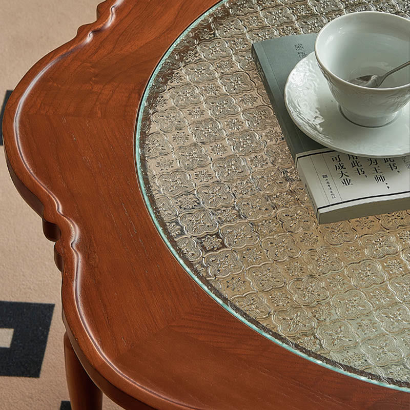 Vintage Solid Wood Glass Tabletop Coffee Table