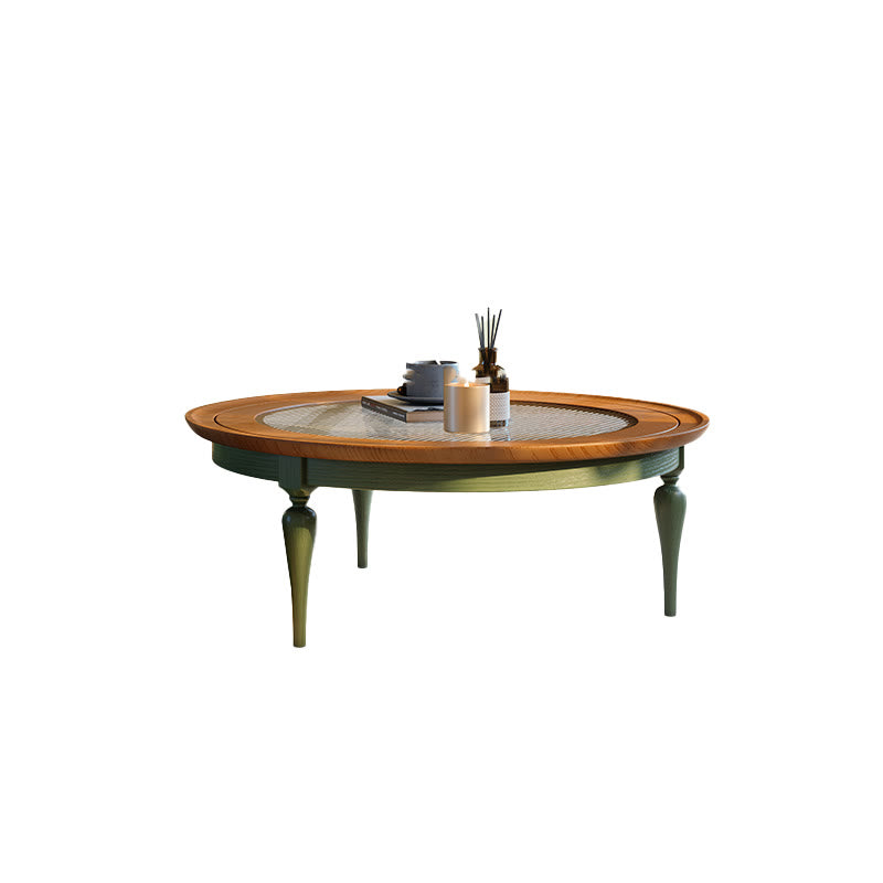 Mid-century Solid Wood Glass Tabletop Coffee Table - image 1