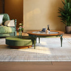 Mid-century Solid Wood Glass Tabletop Coffee Table - image 2