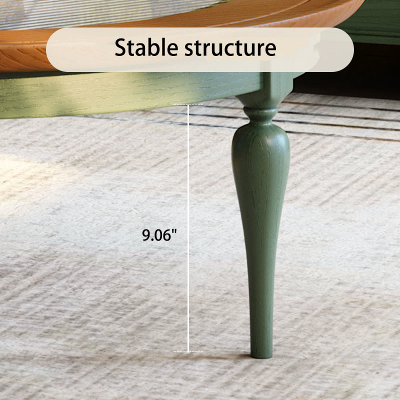 Mid-century Solid Wood Glass Tabletop Coffee Table - image 7