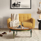 Mid-century Solid Wood Glass Tabletop Coffee Table - image 3