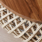 Round Solid Wood Rattan Coffee Table - image 5