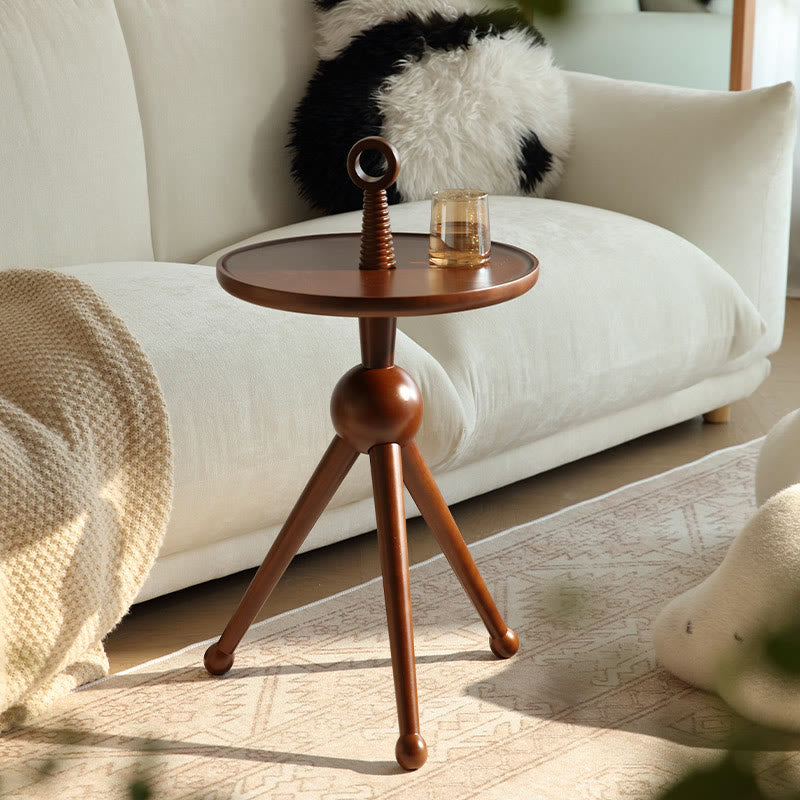 Solid Wood Round Small Side Table With Design Sense - Walnut - image 0