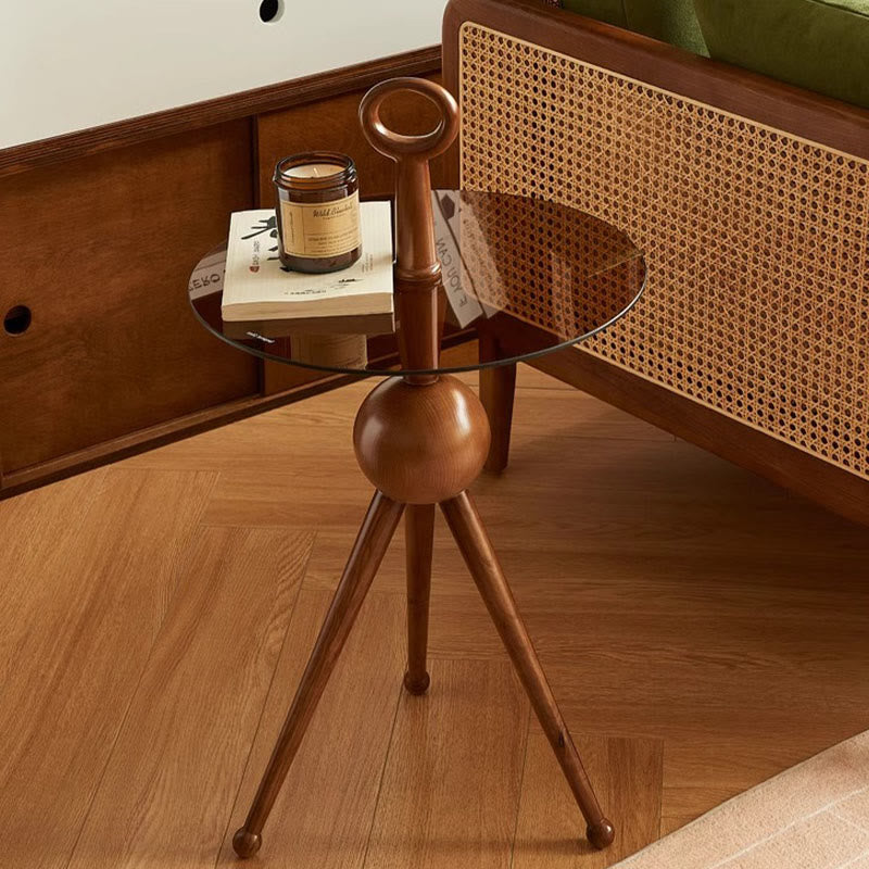 Solid Wood Round Small Side Table With Design Sense