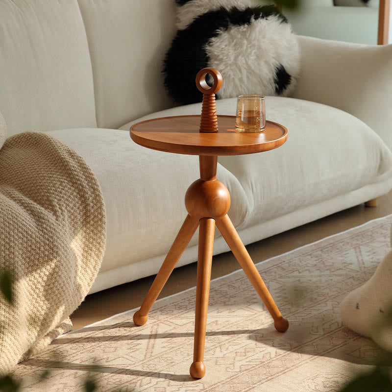 Solid Wood Round Small Side Table With Design Sense