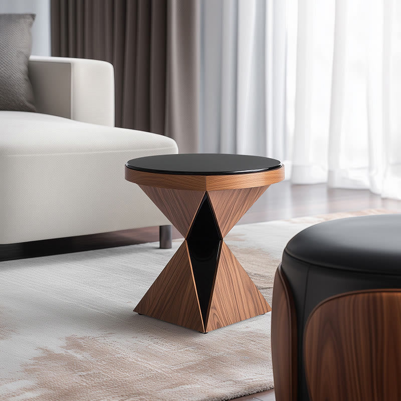 Small Size Solid Wood Unique Shape Side Table