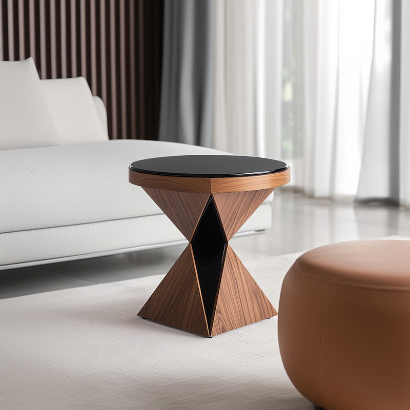 Small Size Solid Wood Unique Shape Side Table