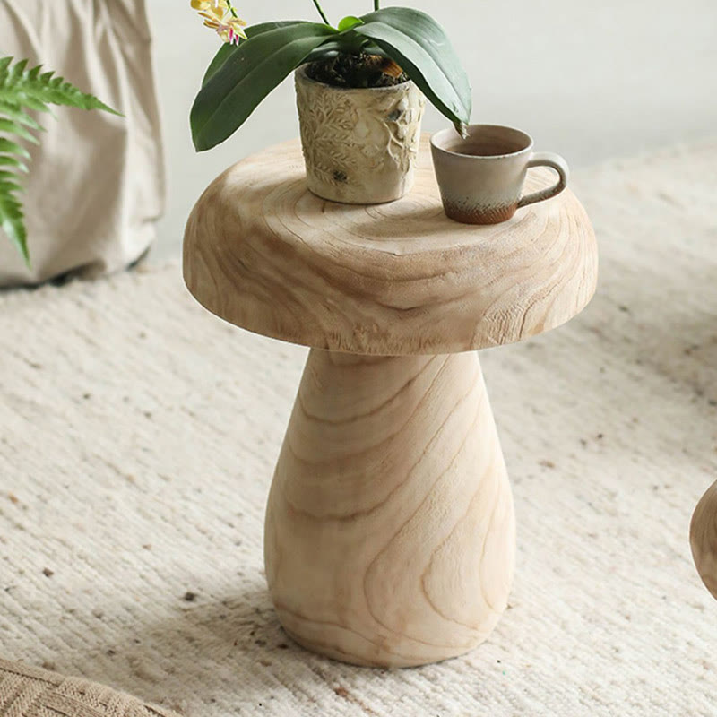 Solid Wood Small Size Mushroom Shape Side Table