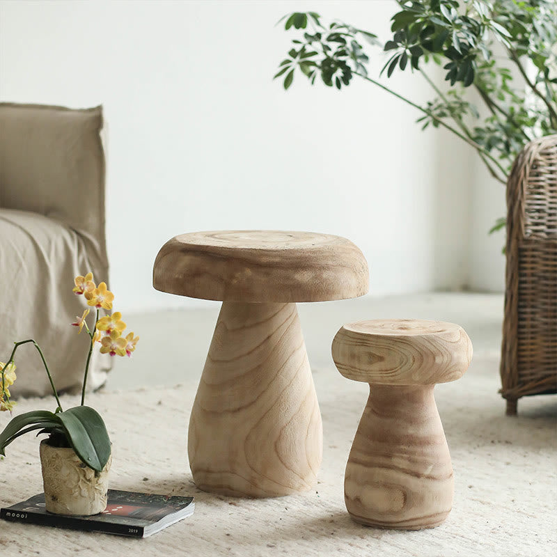 Solid Wood Small Size Mushroom Shape Side Table