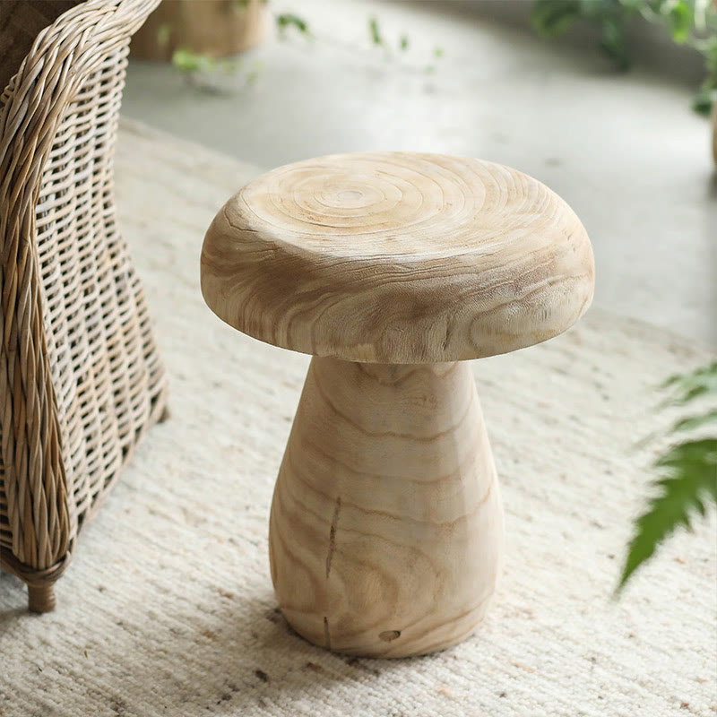Solid Wood Small Size Mushroom Shape Side Table - Natural Wood - image 0