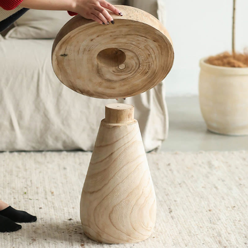 Solid Wood Small Size Mushroom Shape Side Table