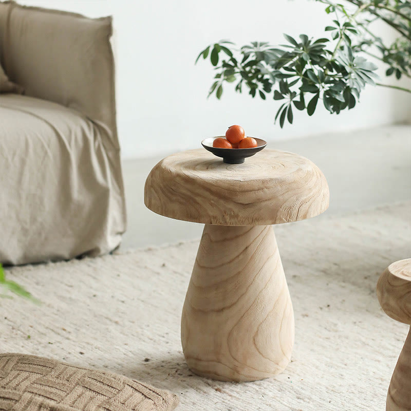 Solid Wood Small Size Mushroom Shape Side Table