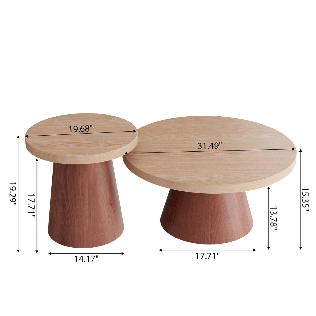 Retro Conical Wooden Coffee Table