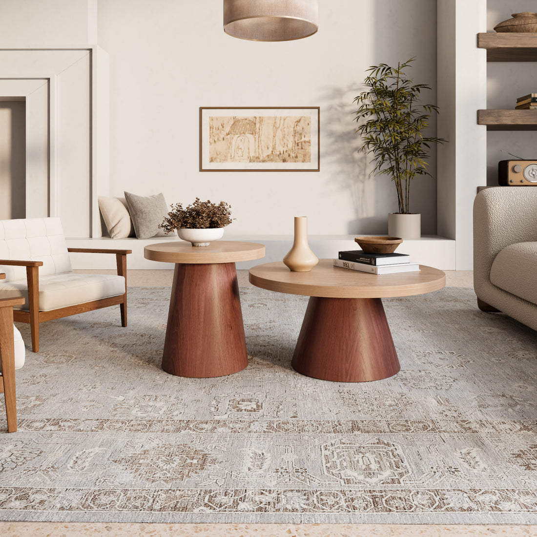 Retro Conical Wooden Coffee Table