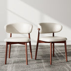 2x/4x/6x Curved Backrest Solid Wood Dining Chairs - White + Walnut - 6x Chairs - image 0