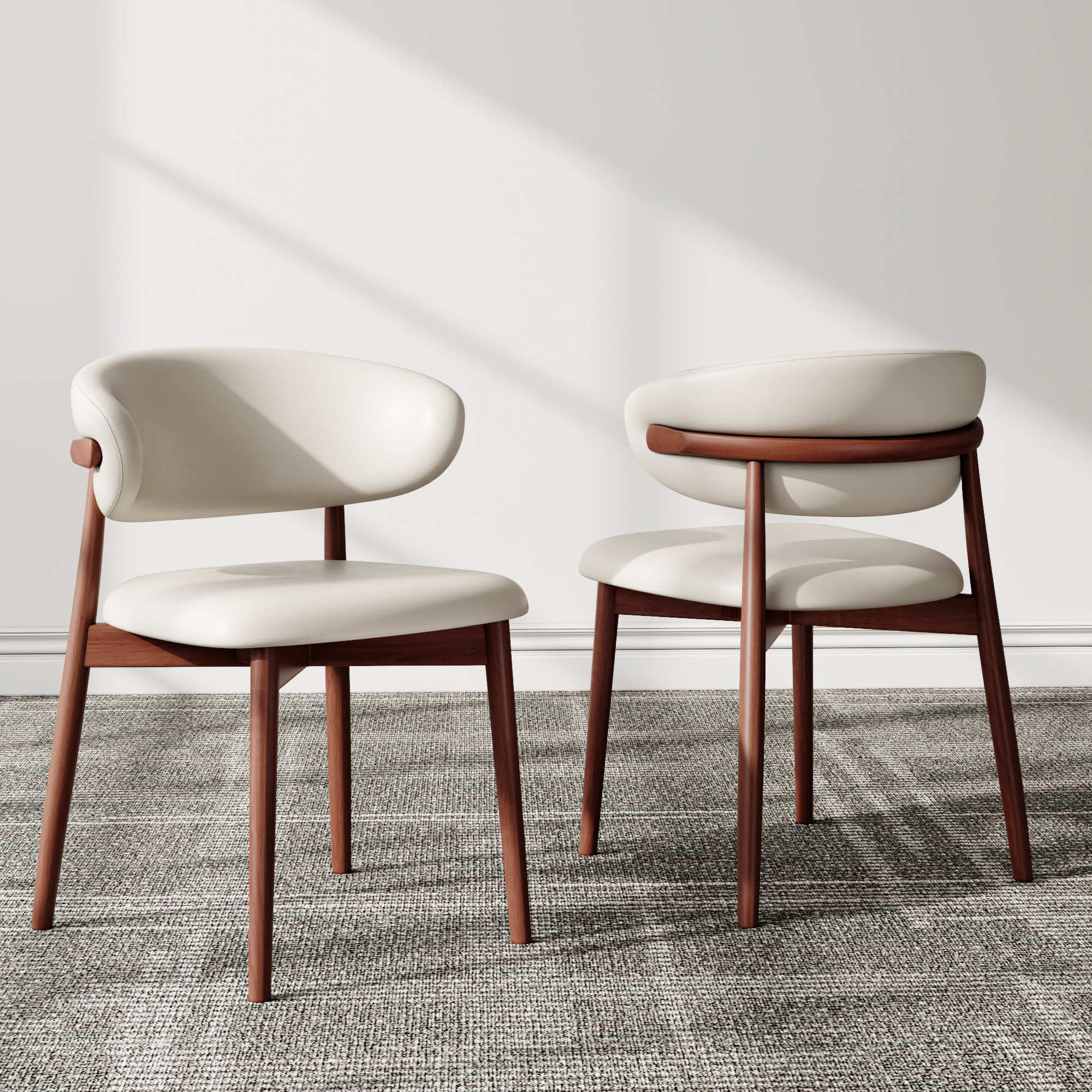 2x/4x/6x Curved Backrest Solid Wood Dining Chairs - image 2