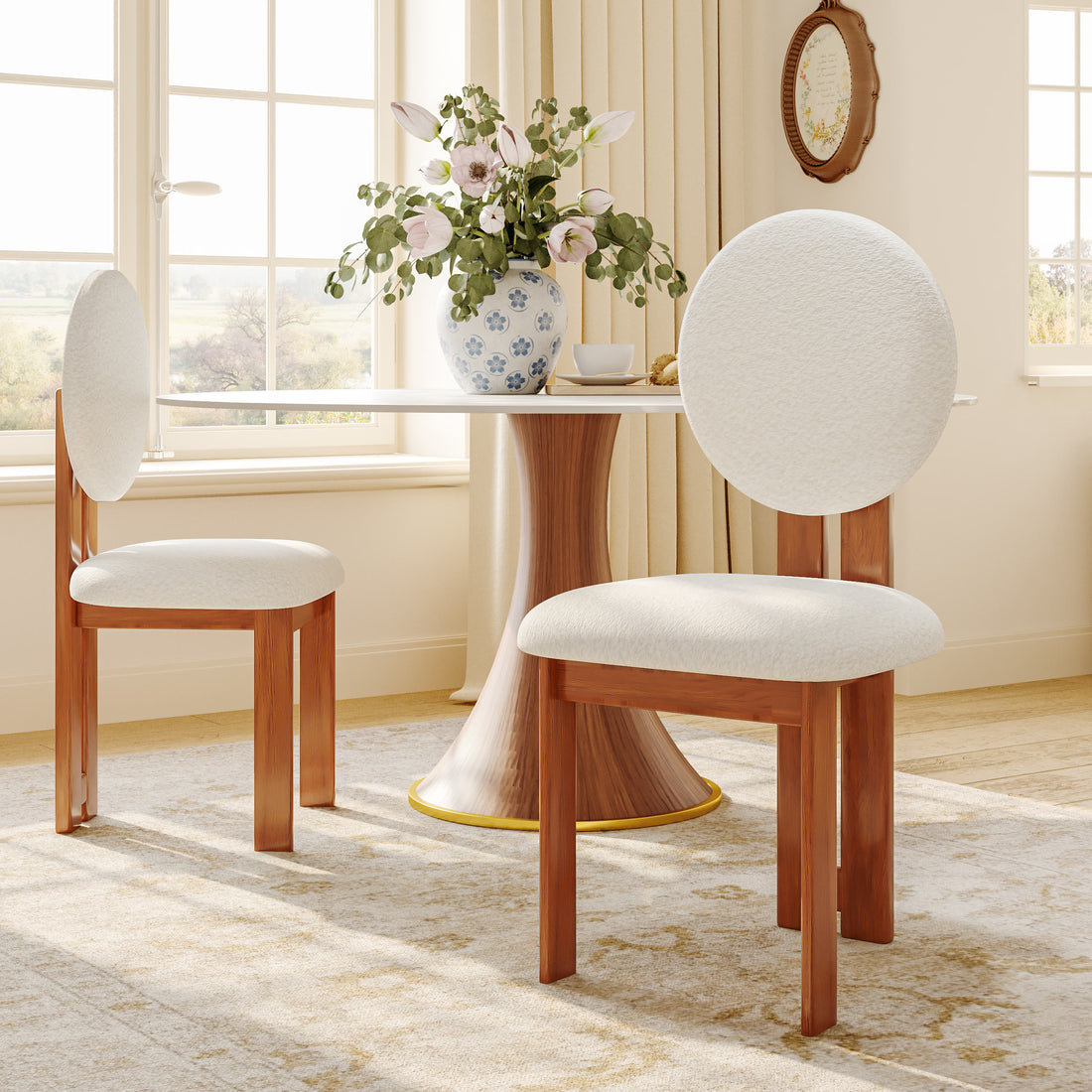 2x/4x/6x Lamb Velvet Solid Wood Dining Chairs