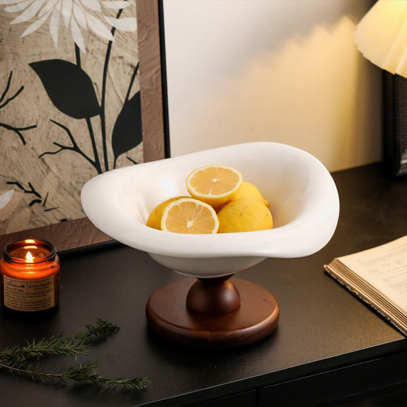 Decorative Wooden Living Room Counter Tray  - Acacia wood & Ceramic - 10.24"W x 10.24"L x 6.10"H - image 0