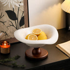 Decorative Wooden Living Room Counter Tray  - Acacia wood & Ceramic - 10.24"W x 10.24"L x 6.10"H - image 0