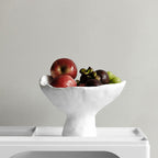 Modern Simple Decorative Tall Tray - Acacia wood & Ceramic - White - image 0