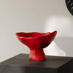 Modern Simple Decorative Tall Tray - Acacia wood & Ceramic - Red - image 5