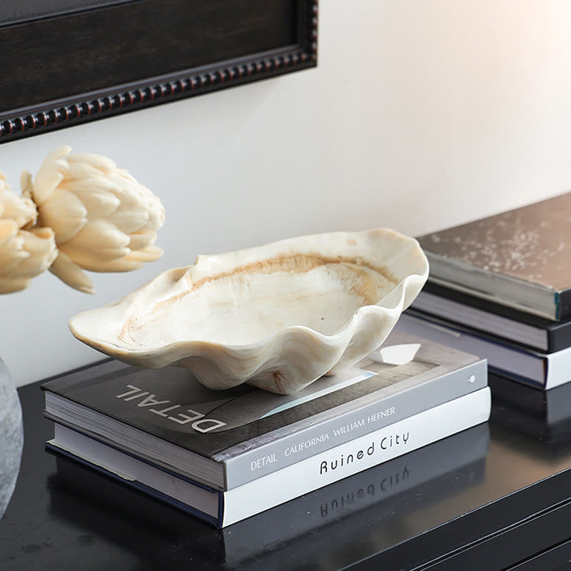Retro Shell-shaped Fruit Plate Tray - Resin - White - image 0
