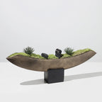 Mid-century Ship-shaped Sculpture Ornaments Plant Tray - Resin - Black - B - image 0
