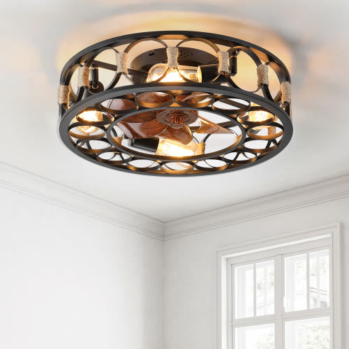 Caged Ceiling Fan With Lights Remote Control - image 4