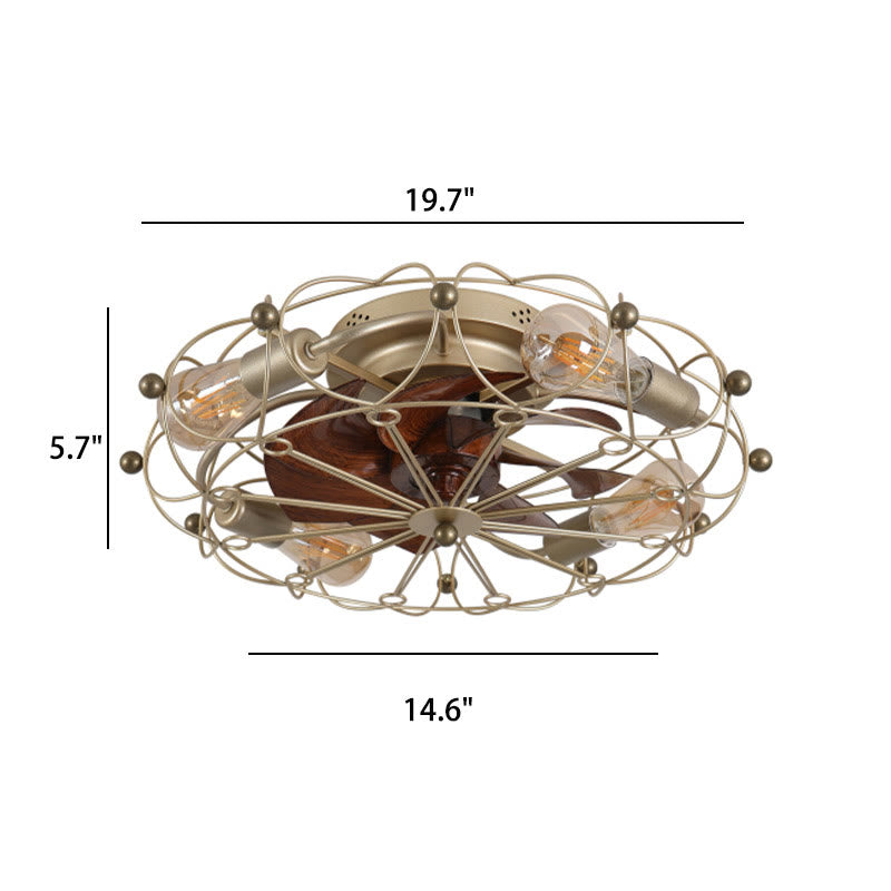 Low Profile Caged Ceiling Fan With Lights Remote Control