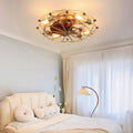 Low Profile Caged Ceiling Fan With Lights Remote Control - 20.90"W x 20.90"L x 7.30"H - Gold - image 0
