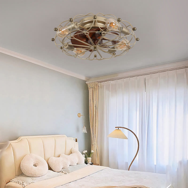 Low Profile Caged Ceiling Fan With Lights Remote Control