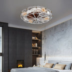Low Profile Caged Ceiling Fan With Lights Remote Control - 20.90"W x 20.90"L x 7.30"H - White - image 5