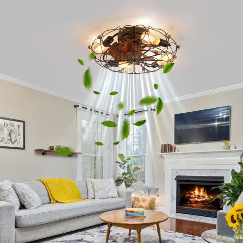 Low Profile Caged Ceiling Fan With Lights Remote Control - image 8