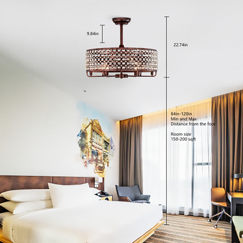 26.8" Crystal Shade Ceiling Fan With Remote Control