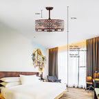 26.8" Crystal Shade Ceiling Fan With Remote Control