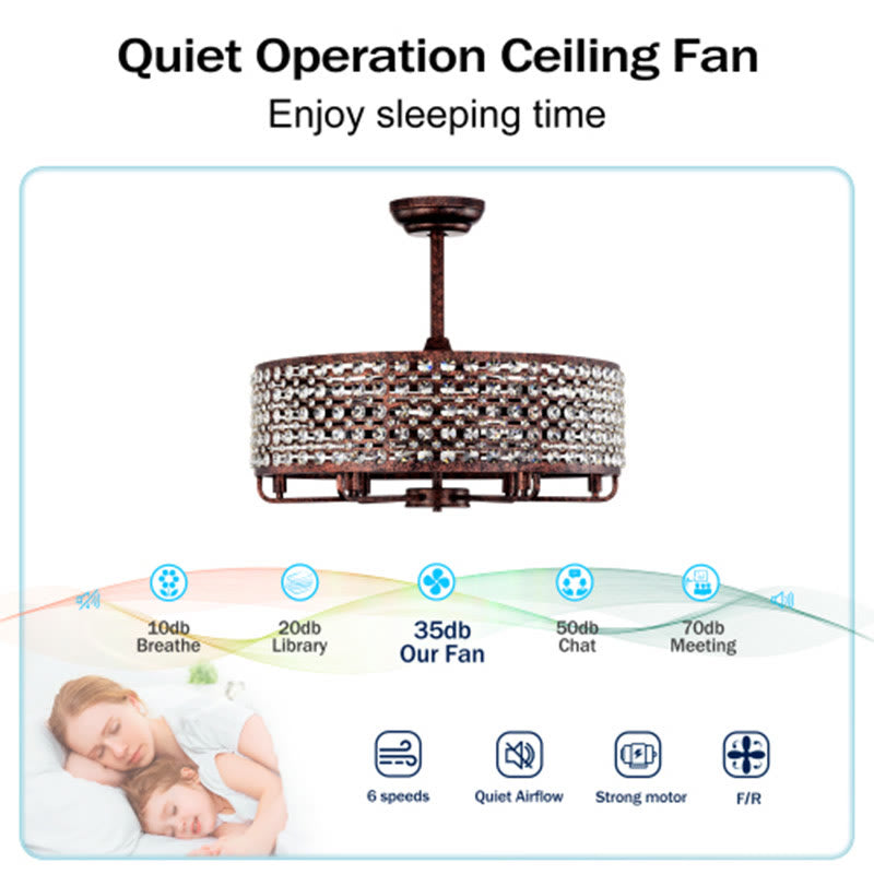 26.8" Crystal Shade Ceiling Fan With Remote Control